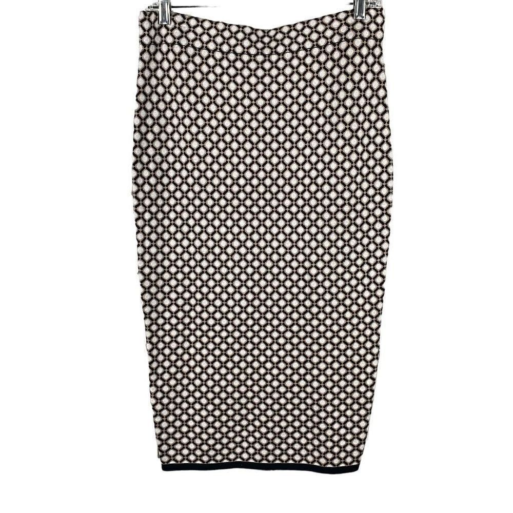 NEW Sweater Knit Midi Pencil Skirt M Black, White, Tan
